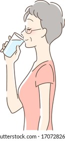 Illustration of a profile of a woman drinking cop water