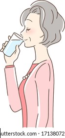 Illustration of a profile of a woman drinking cop water