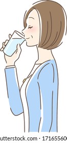 Illustration of a profile of a woman drinking cop water