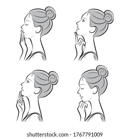 Illustration of a profile of a woman with facial expression