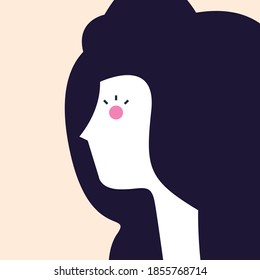 ILLUSTRATION OF PROFILE WOMAN, FLAT DRAWING of feminism