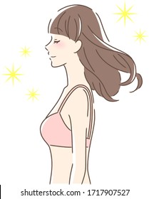 Illustration of a profile of a woman with her hair flying