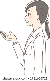 Illustration of a profile of a woman holding a hand with a smile