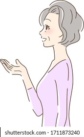 Illustration of a profile of a woman holding a hand with a smile