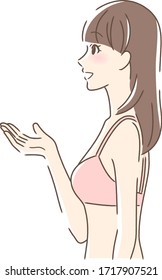 Illustration of a profile of a woman holding a hand with a smile