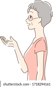 Illustration of a profile of a woman holding a hand with a smile