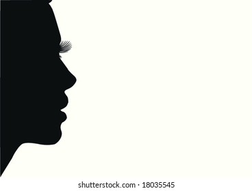 Illustration, profile, a woman looks into the distance.
