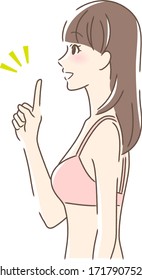 Illustration of a profile of a woman pointing with a smile