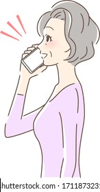 Illustration of a profile of a woman who makes a call on a smartphone