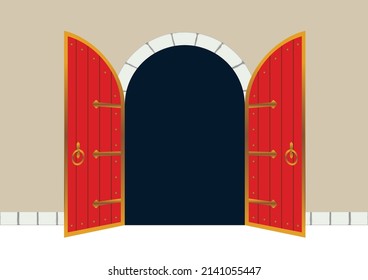 Illustration of a profound medieval European-style door, an image of the future and future fate, an illustration of a door, a door