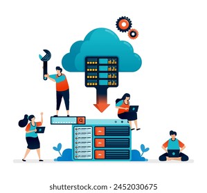 illustration of program of database cloud. hosting and storage system