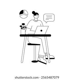 Illustration of programmer girl working
