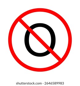 Illustration of a prohibition sign featuring the letter O crossed out with a red circle and diagonal line.