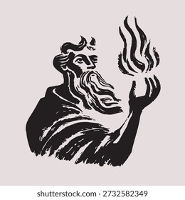 Illustration of Prometheus Giving Fire to Humanity Symbolizing the Gift of Civilization