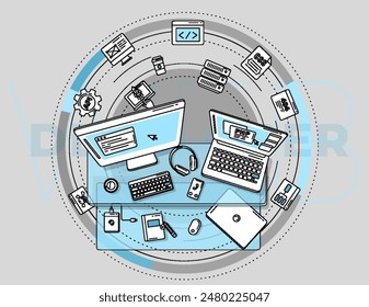 Ilustración para el fomento de los servicios de desarrollo del Web.