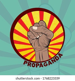 Illustration of Propaganda Badge With Sunburst And Dot Pattern Vector