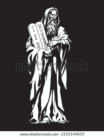 illustration of the prophet moses holding the tablets of the ten commandments
