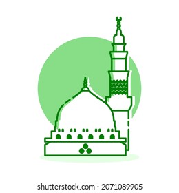 Illustration Of The Prophet's Mosque. Suitable For Other Islamic Content.