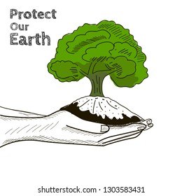 Illustration Protect Our Eart Vector