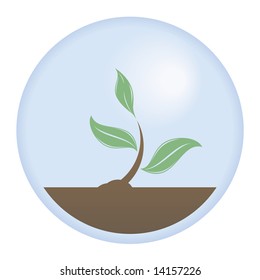 Illustration of a protected young tree. The need to save our planet and the important roll of trees on it.