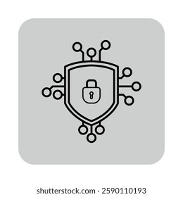 Illustration of protective shield symbolizing security in cryptocurrency. Safety in transactions through digital network concept