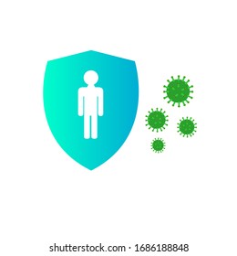 
Illustration protects the body from covid-19, stays at home avoiding the spread of the covid-19 virus