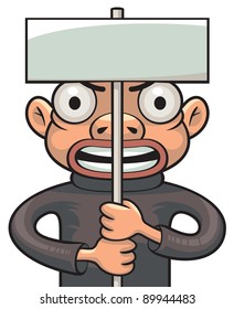 Illustration of a protester holding a board