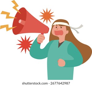 Ilustración de una mujer protestando