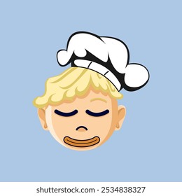 Illustration of a proud chef emoji cartoon. Suitable for use as a sticker, children's picture book icon, and to complement graphic design work.