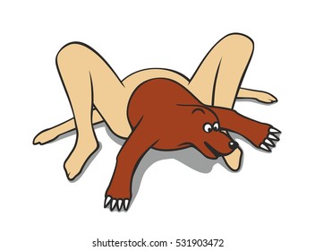 Illustration proverbs Kiev mother of Russian cities. Bear - Russia. Flat vector illustration/