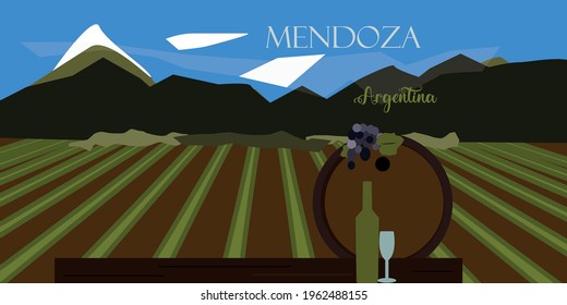 
Ilustración de la Provincia de Mendoza, Argentina, con su nombre en español.