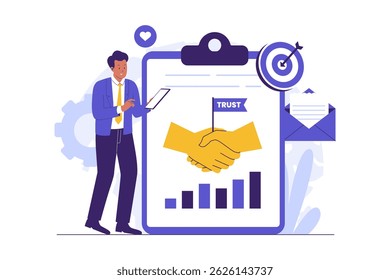 Illustration of Public Trust and Business Relationship Building. Illustrations for websites, landing pages, mobile apps, posters and banners