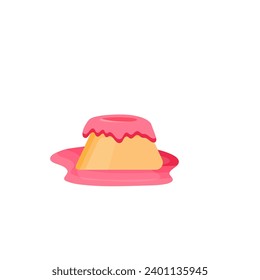 ilustración de tarta de pudding con recubrimiento de fresa