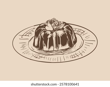Illustration of an Pudding Dessert Hand drawn