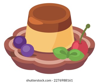 Illustration of pudding_Cologne and cute simple cooking vector illustration