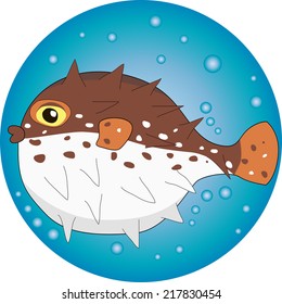 illustration  puffer in the water