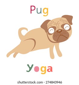 An illustration of pug doing yoga