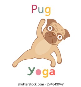 An illustration of pug doing yoga