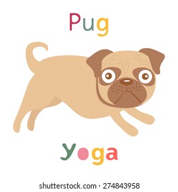 An illustration of pug doing yoga