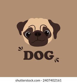 Illustration of a pug on a brown background.