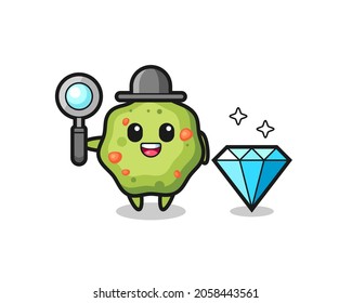 Ilustración del personaje de puke con un diamante , diseño de estilo lindo para camiseta, pegatina, elemento logotipo