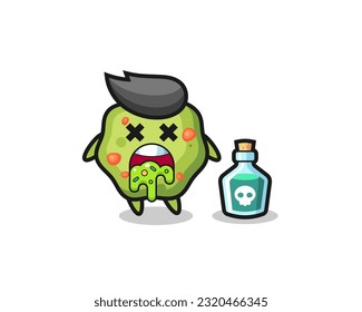 illustration of an puke character vomiting due to poisoning , cute style design for t shirt, sticker, logo element