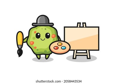 Illustration of puke mascot as a painter , cute style design for t shirt, sticker, logo element