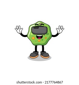 Ilustración de puke con auriculares vr, diseño de caracteres