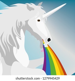 Illustration puking Unicorn for the creative use in graphic design