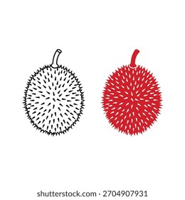 Ilustração de um fruto pulsádico isolado em preto e vermelho