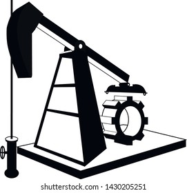 Illustration of pumpjack in perspective with gear wheel without a background 