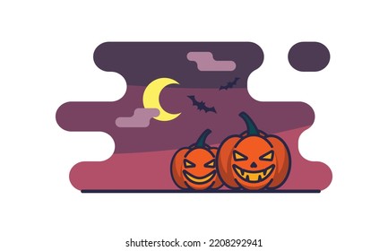 Illustration of Pumpkin cartoon. Halloween night Illustration Isolated on a white background.