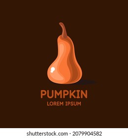 Illustration of a pumpkin in a flat style. Isolated image on a dark background. Vector icon.