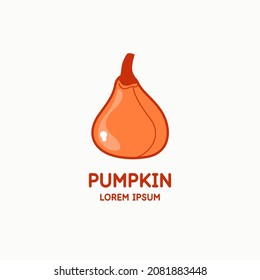 Illustration of a pumpkin in a flat style. Isolated image on a light background. Vector icon. A bright fruit, an element for design.